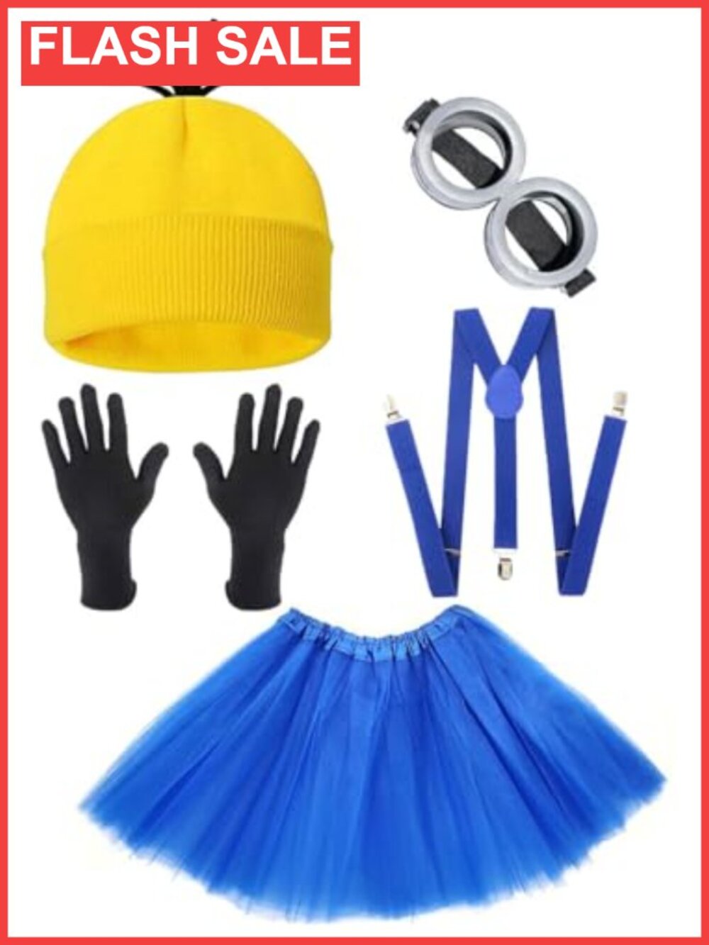 5 Pc Halloween Costume Accessory Set Adult Goggles Beanie Gloves Suspenders